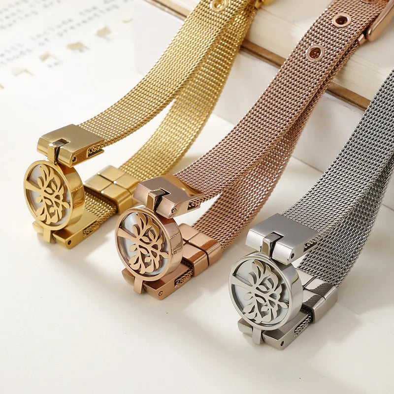 Leaf Titanium Steel 18K Gold Plated Bracelets In Bulk