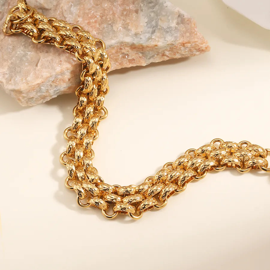 Simple Style Geometric 201 Stainless Steel 18K Gold Plated Bracelets In Bulk