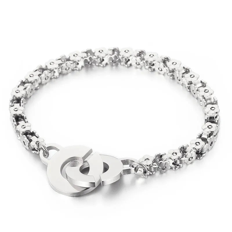 Elegant Flower Titanium Steel 18K Gold Plated Bracelets In Bulk