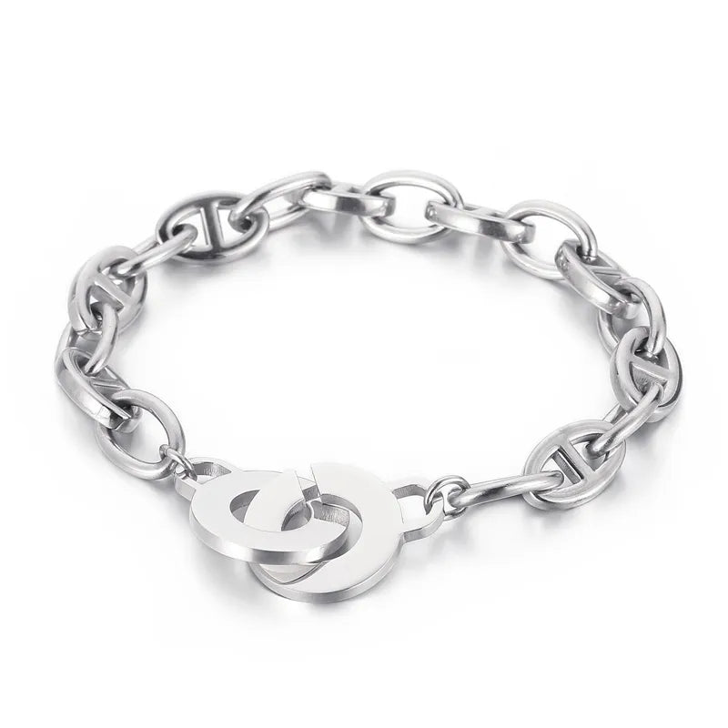 Simple Style Geometric Titanium Steel 18K Gold Plated Bracelets In Bulk