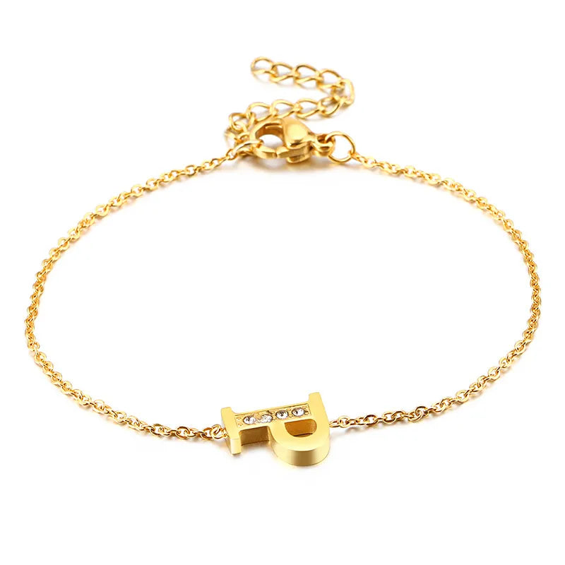 Fashion Letter Titanium Steel 18K Gold Plated Bracelets In Bulk