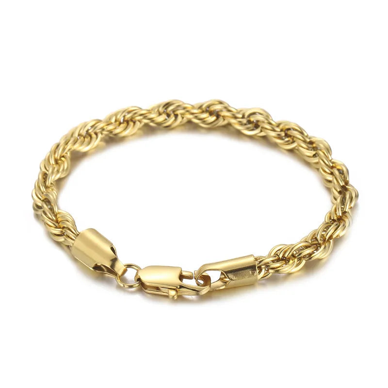 Simple Style Twist Stainless Steel 18K Gold Plated Bracelets In Bulk