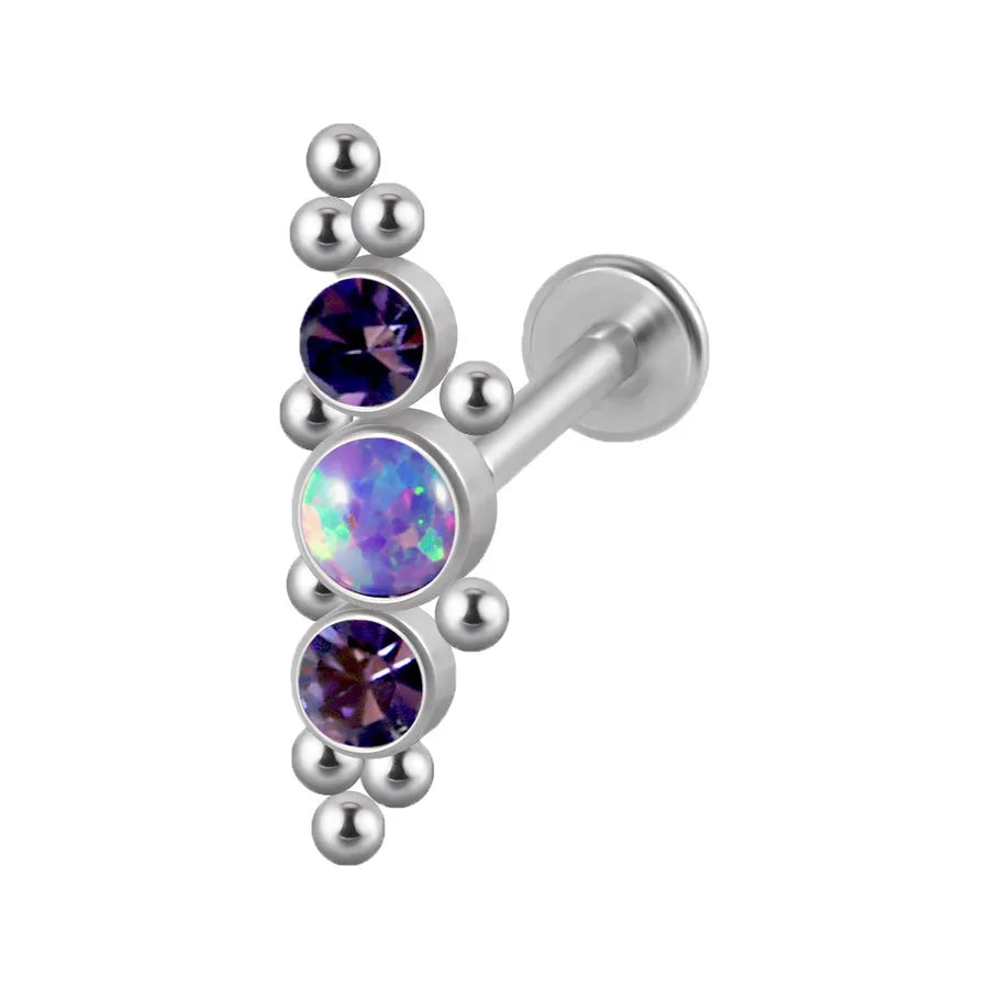 1 Piece Ear Cartilage Rings & Studs Simple Style Round 304 Stainless Steel Copper Zircon Inlay Resin Zircon