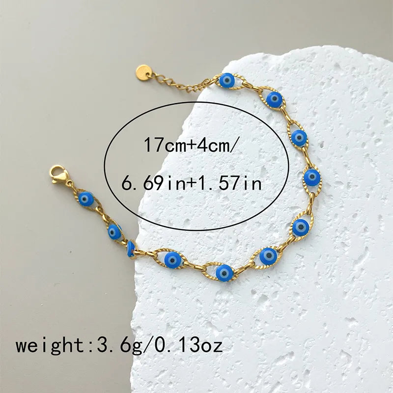 Vacation Devil's Eye 304 Stainless Steel 14K Gold Plated Bracelets In Bulk