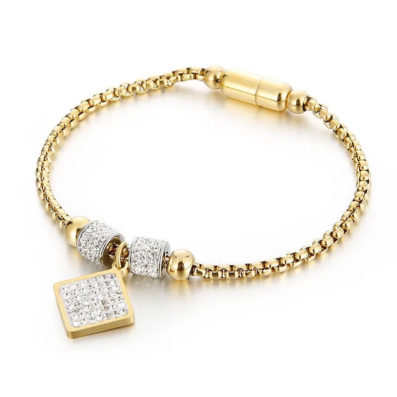 Fashion Geometric Titanium Steel 18K Gold Plated Bracelets In Bulk