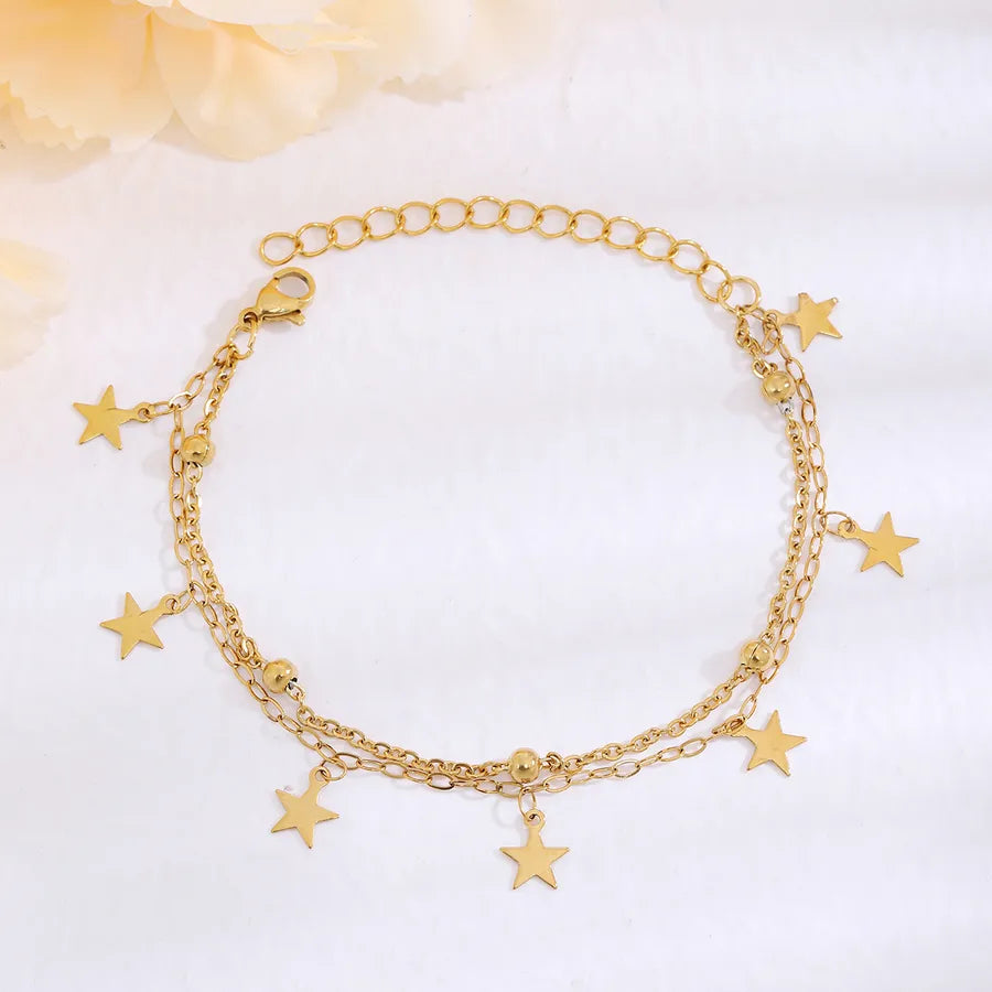 Elegant Star 304 Stainless Steel 18K Gold Plated Bracelets In Bulk