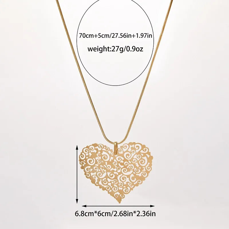 Wholesale Jewelry Hip-Hop Exaggerated Punk Irregular Heart Shape 304 Stainless Steel 14K Gold Plated Plating Hollow Out Pendant Necklace