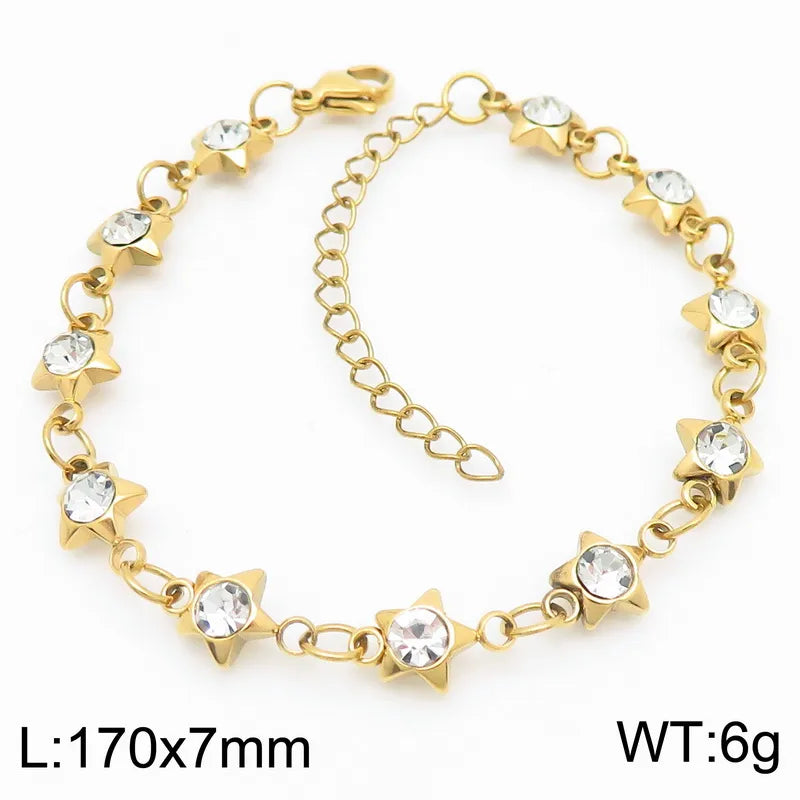 Simple Style Pentagram 304 Stainless Steel 18K Gold Plated Bracelets In Bulk