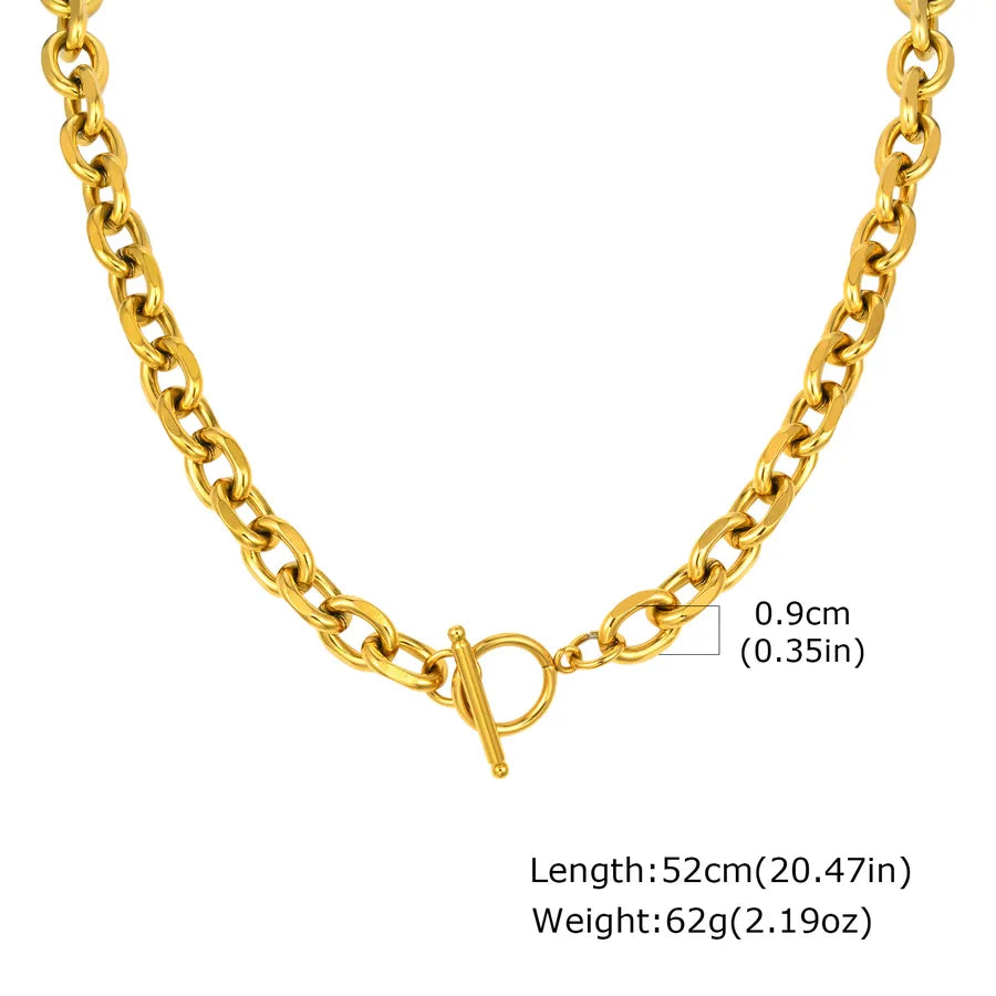 Unisex Stainless Steel Thick Necklace OT Buckle Neutral Style Women's Fashion Jewelry Accessory NC-1939 Hip Hop Themed