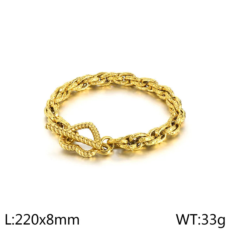 Simple Style Heart Shape Stainless Steel 18K Gold Plated Bracelets In Bulk