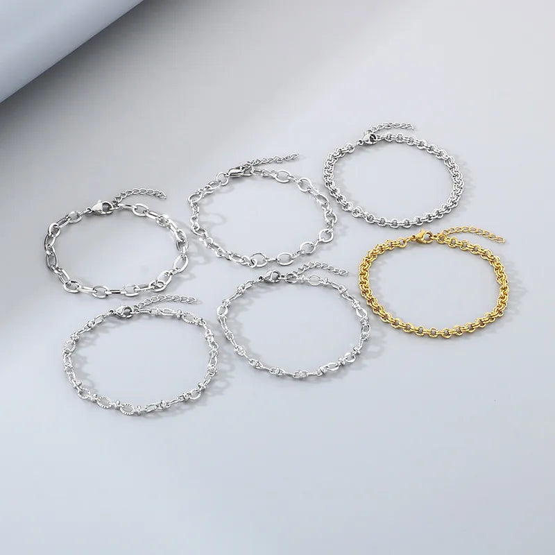 Simple Style Geometric 304 Stainless Steel 18K Gold Plated  Bracelets In Bulk