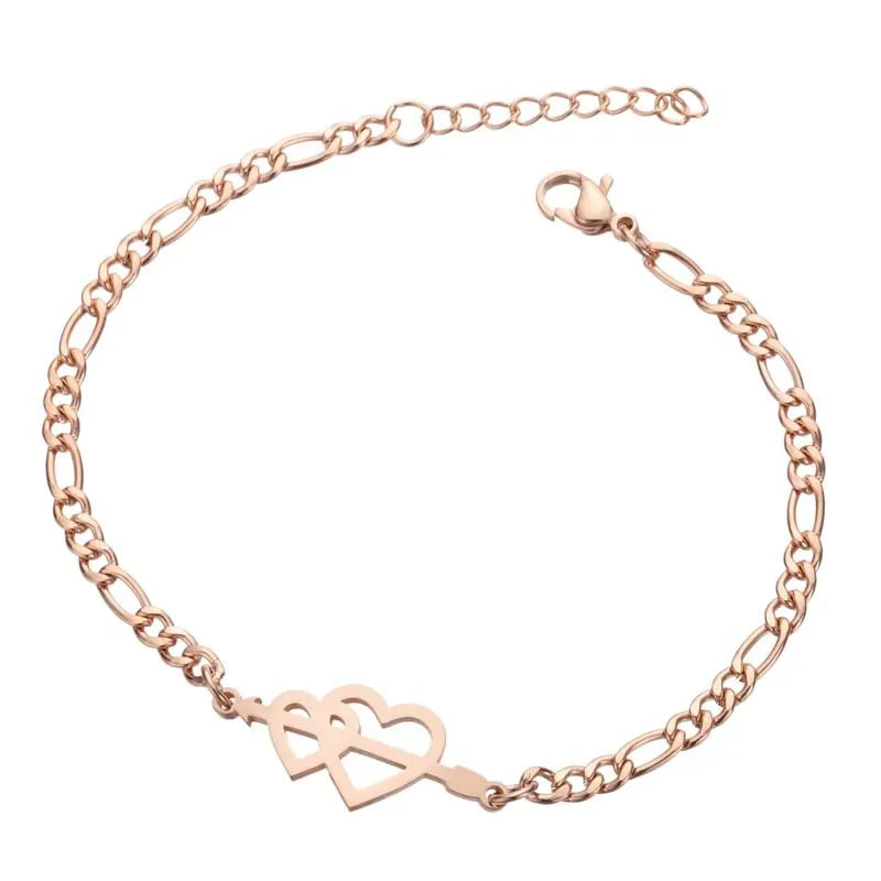 Fashion Heart Shape 201 Stainless Steel 18K Gold Plated Bracelets In Bulk