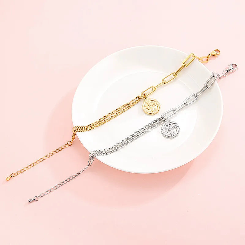 Fashion Geometric Titanium Steel 18K Gold Plated Bracelets In Bulk