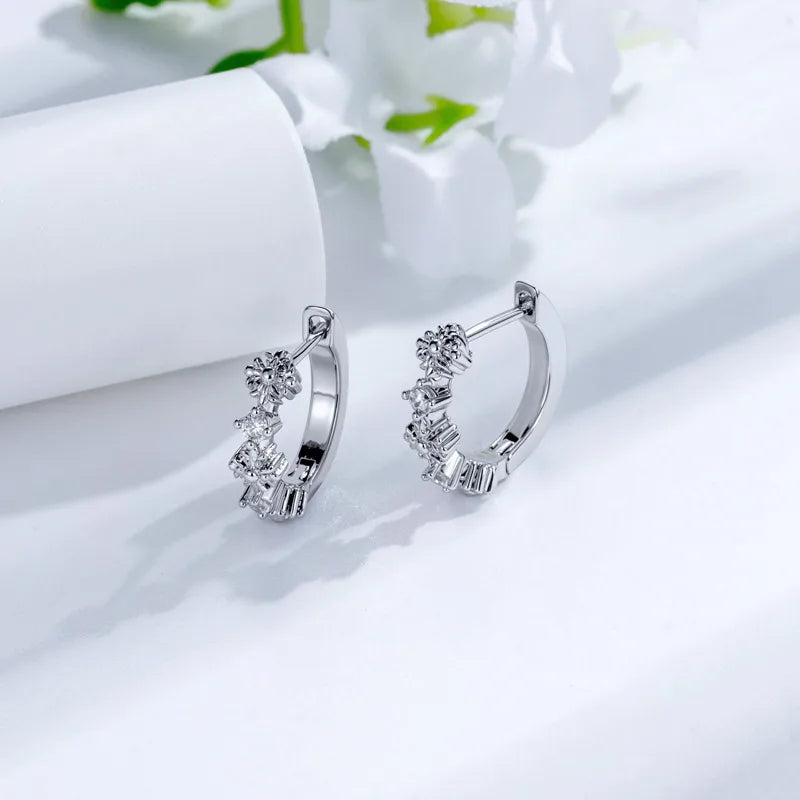 Unisex Copper Cross Ear Cartilage Rings & Studs with Zircon Inlay and Straight Barbell Piercing