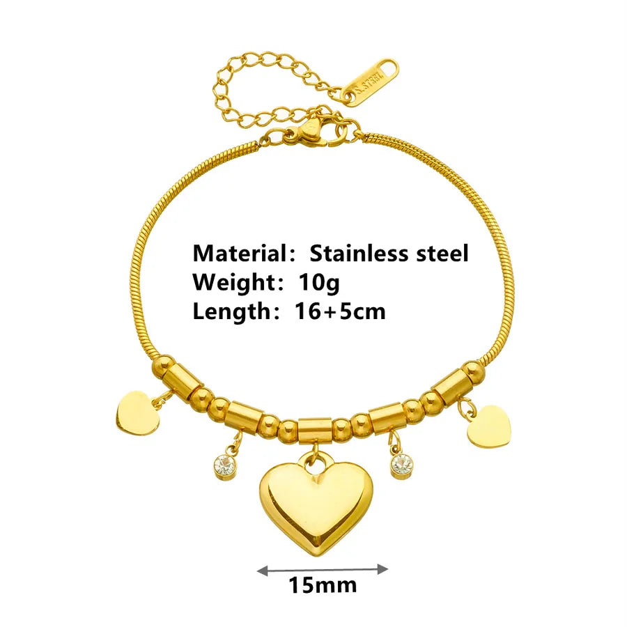 Elegant Romantic Heart Shape Titanium Steel 18K Gold Plated Bracelets In Bulk