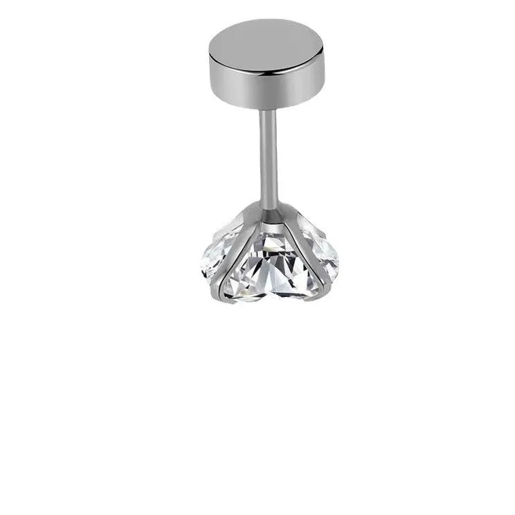Round Stud Earrings For Unisex Featuring Titanium Steel Ear Pins and Zircon Inlay