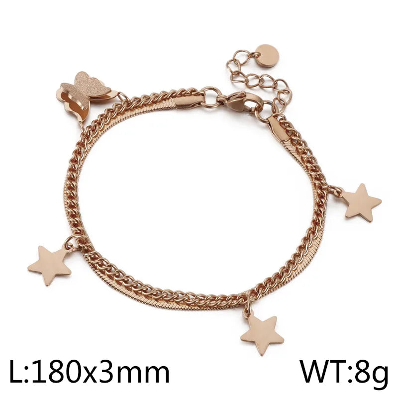 Simple Style Star Titanium Steel 18K Gold Plated Bracelets In Bulk