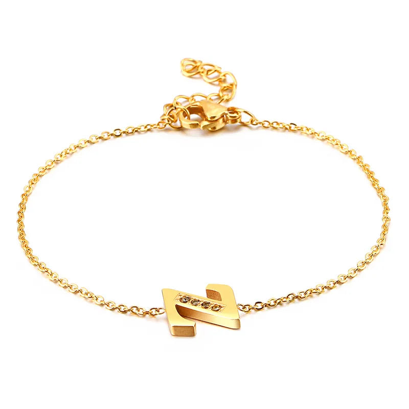 Letter 304 Stainless Steel 18K Gold Plated Bracelets In Bulk