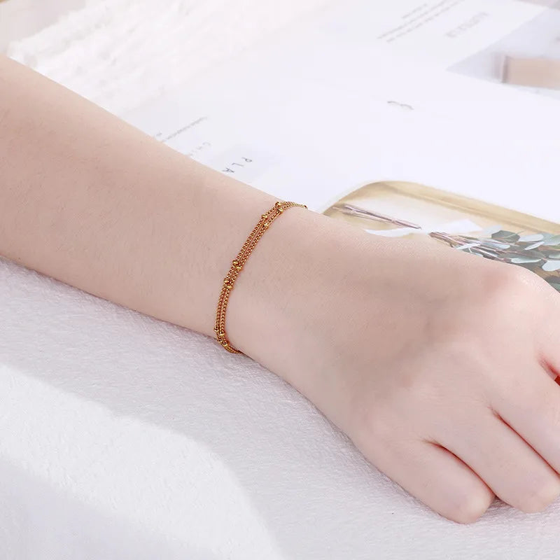 Basic Geometric Solid Color Titanium Steel 18K Gold Plated Bracelets In Bulk