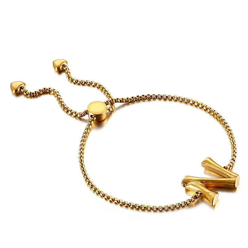 Letter Titanium Steel 18K Gold Plated Bracelets In Bulk