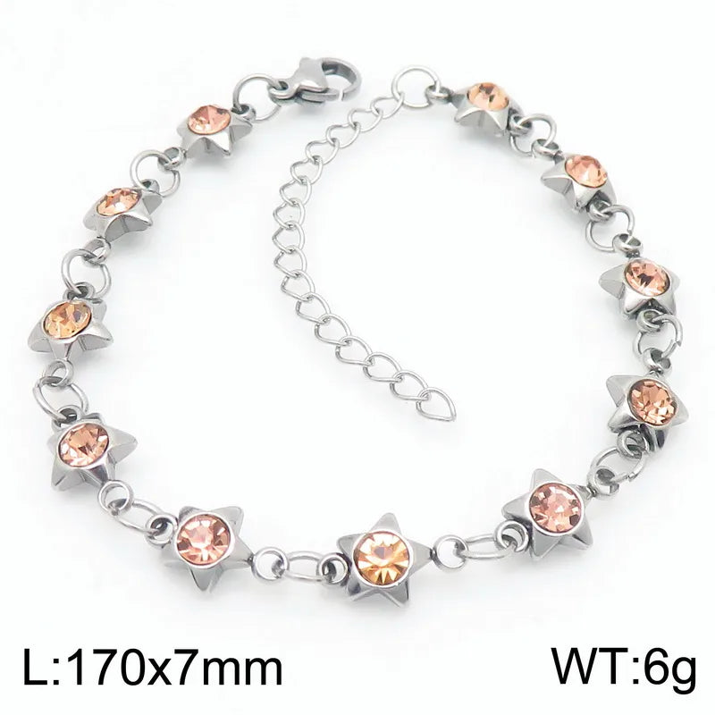 Simple Style Pentagram 304 Stainless Steel 18K Gold Plated Bracelets In Bulk
