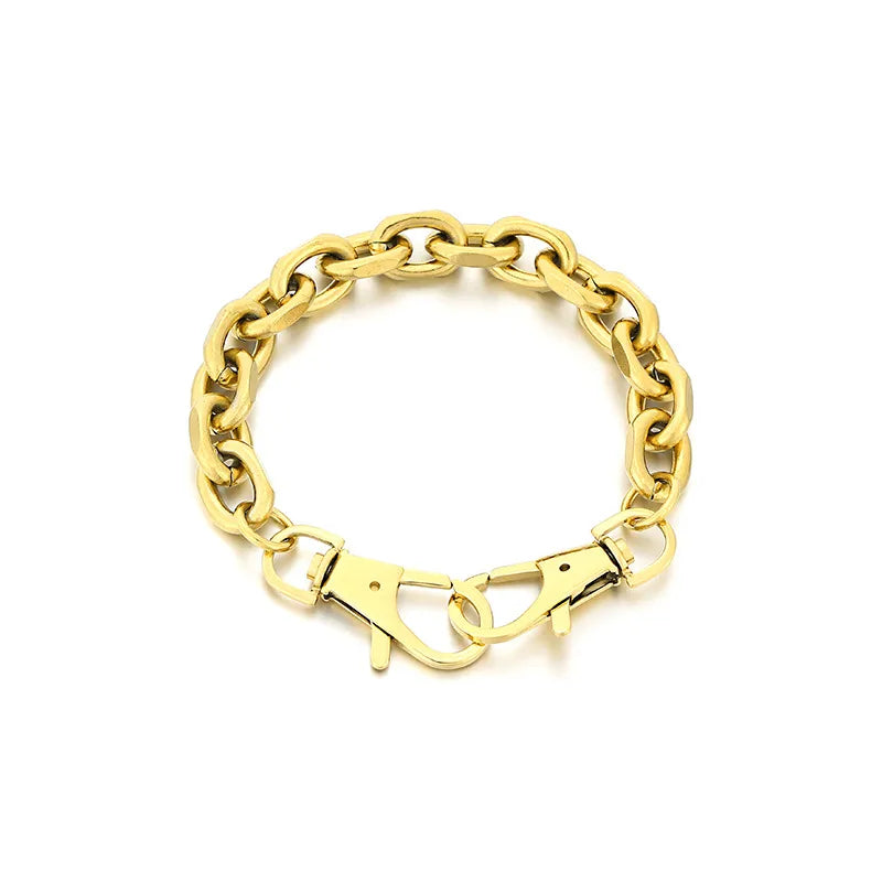 Simple Style Solid Color Titanium Steel 18K Gold Plated Bracelets In Bulk