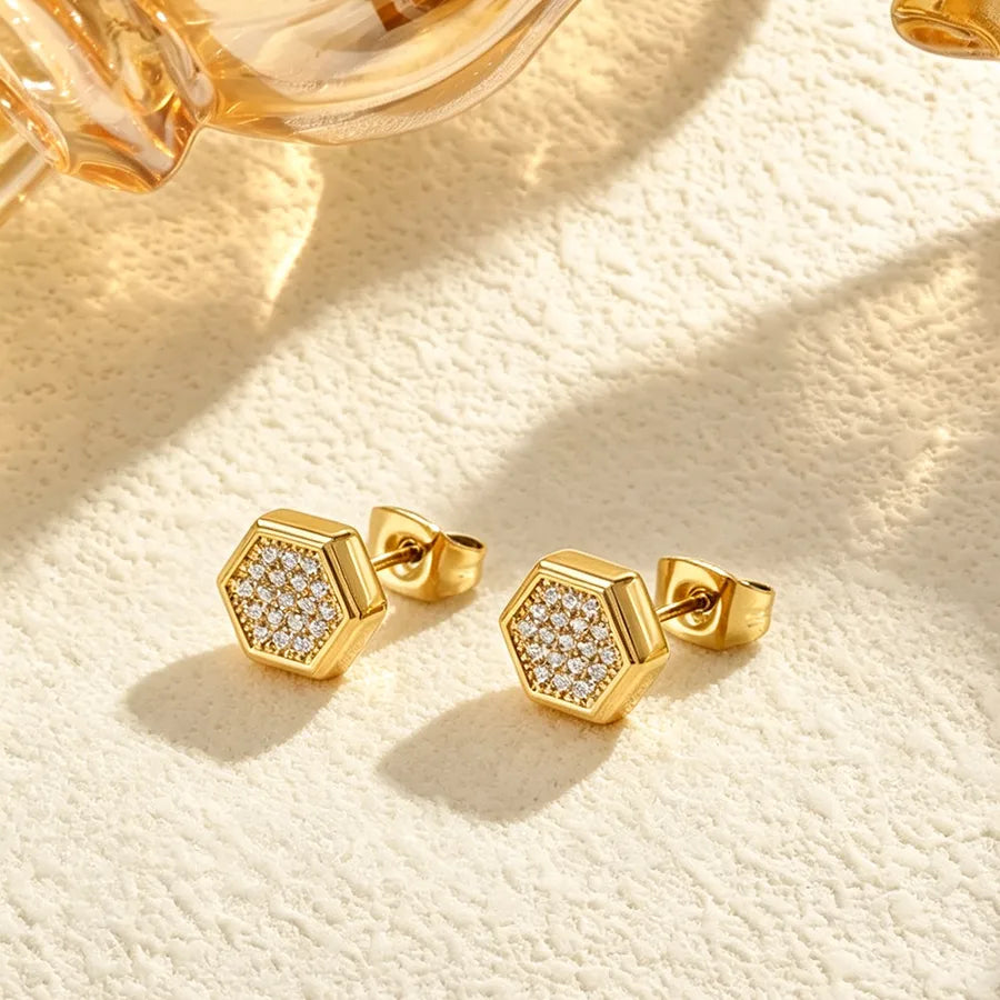 Heart Shape Stud Earrings For Women in Silver Featuring Titanium Steel and Titanium Alloy with Zircon Inlay