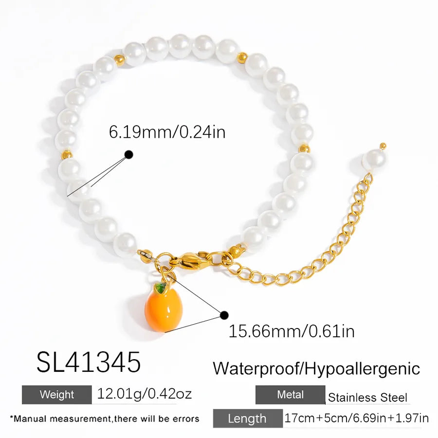 Sweet Cherry 304 Stainless Steel 18K Gold Plated  Bracelets In Bulk