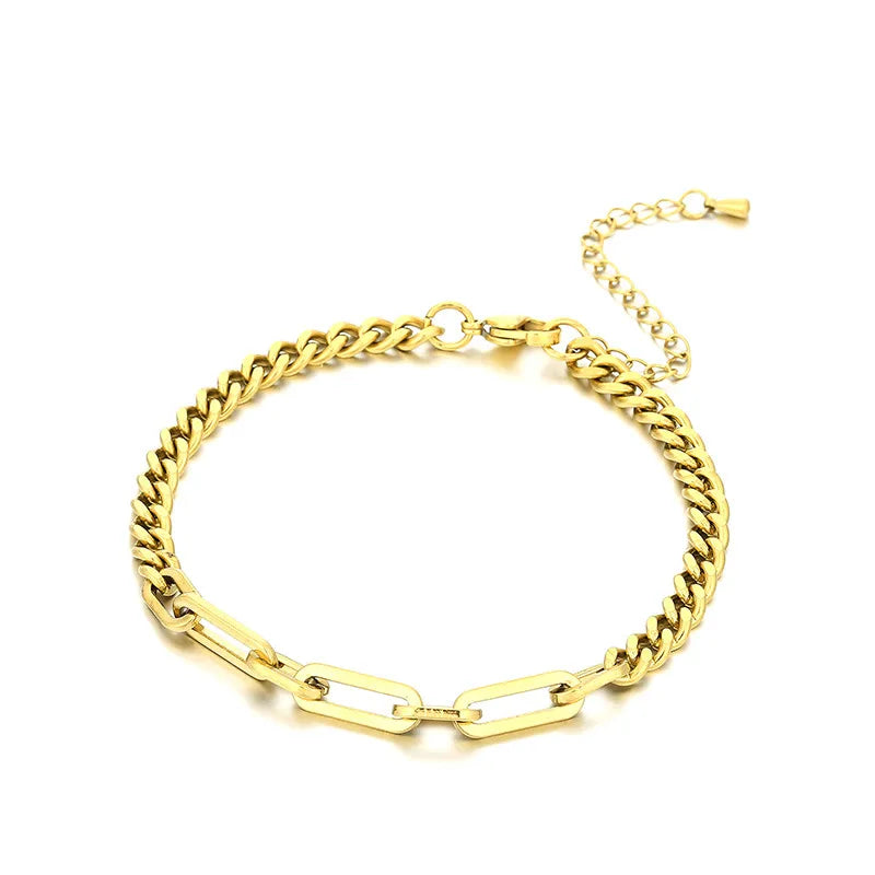 Hip-Hop Geometric Titanium Steel 18K Gold Plated Bracelets In Bulk