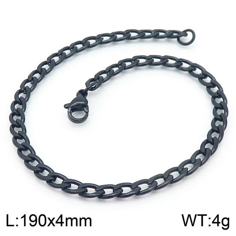 Trendy Personalized Hip Hop Stainless Steel NK Chain Bracelet  Style Geometry Pattern Vacuum Plated 18K Gold