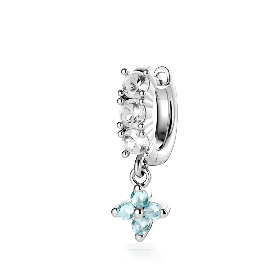 Unisex Flowers Ear Cartilage Rings & Studs in Copper with Zircon Inlay, Available in White