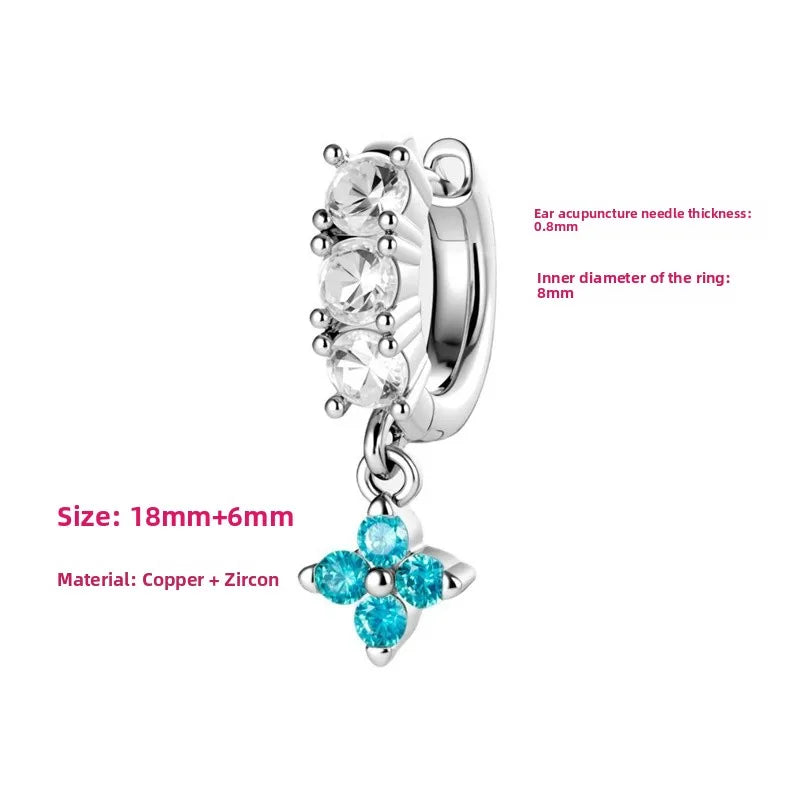 Unisex Flowers Ear Cartilage Rings & Studs in Copper with Zircon Inlay, Available in White