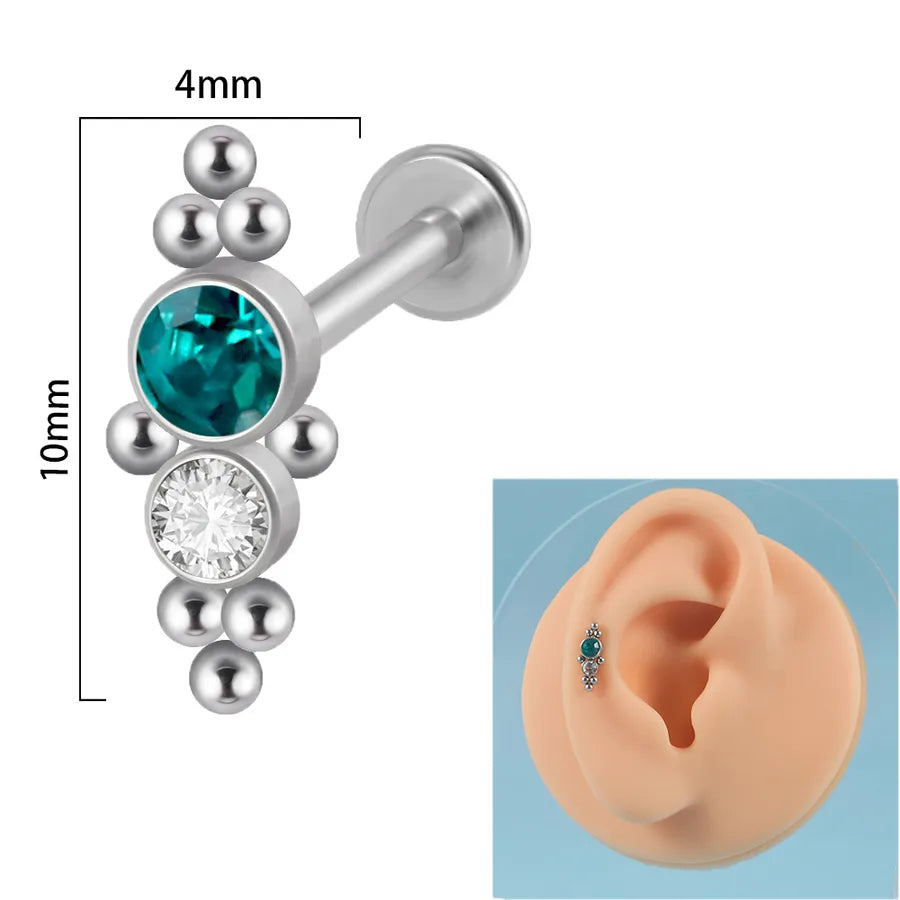 1 Piece Ear Cartilage Rings & Studs Simple Style Round 304 Stainless Steel Copper Zircon Inlay Resin Zircon