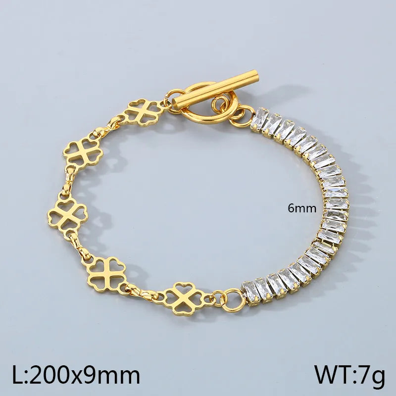 Simple Style Solid Color 304 Stainless Steel 18K Gold Plated Bracelets In Bulk