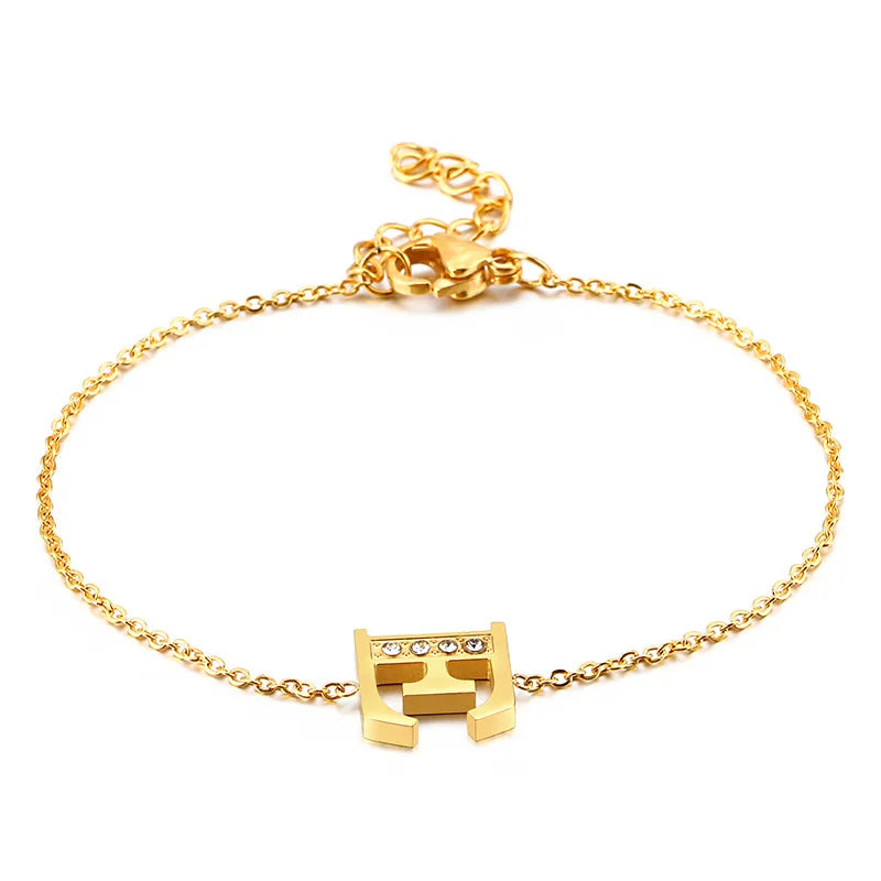 Fashion Letter Titanium Steel 18K Gold Plated Bracelets In Bulk