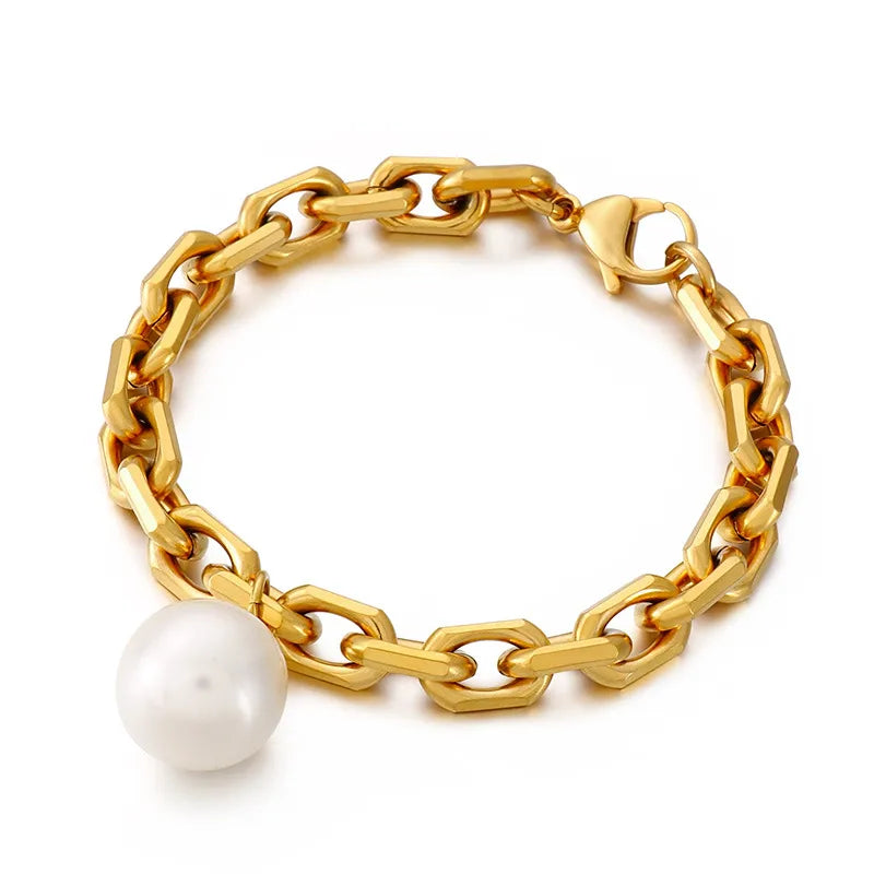 Fashion Geometric Stainless Steel 18K Gold Plated Bracelets In Bulk
