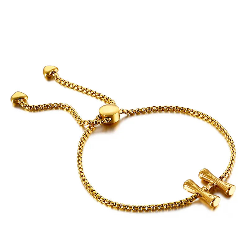 Letter Titanium Steel 18K Gold Plated Bracelets In Bulk