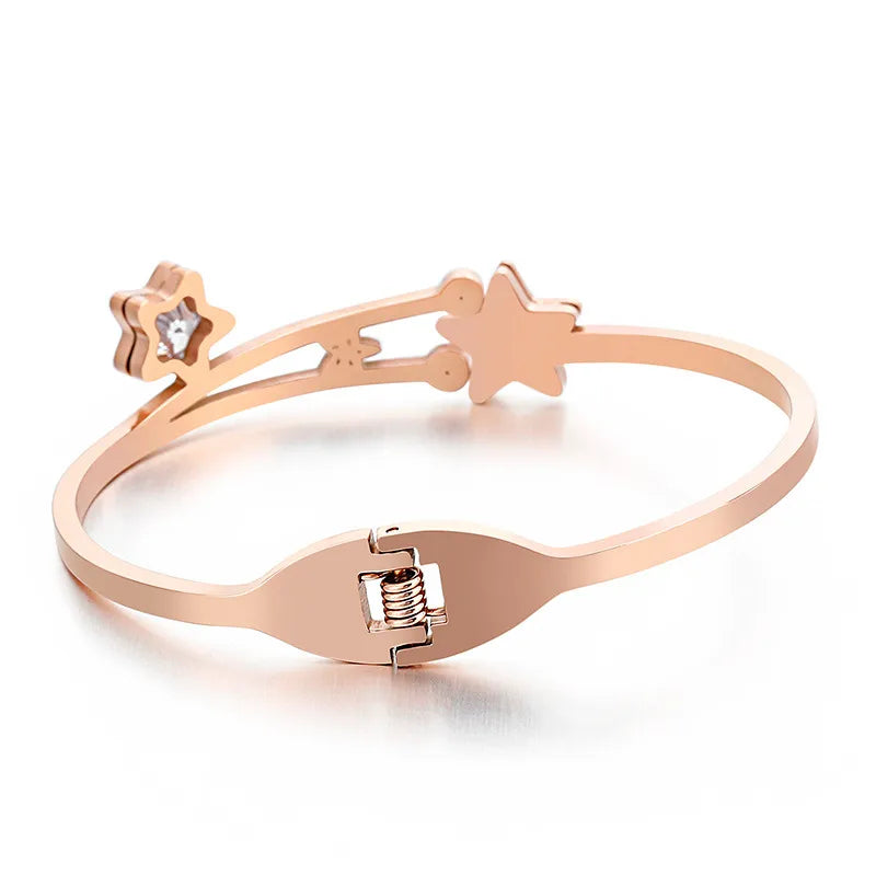 Vintage Style Star Titanium Steel 18K Gold Plated Bracelets In Bulk