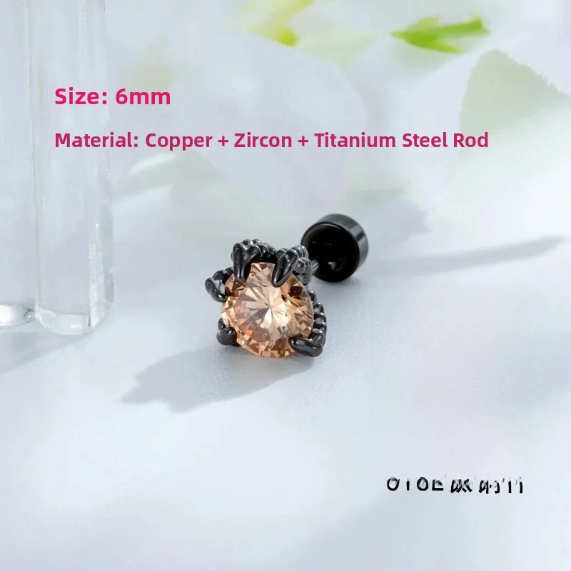 Unisex Dragon Ear Cartilage Rings & Studs with Claw Setting in 316L Stainless Steel, Multicolor