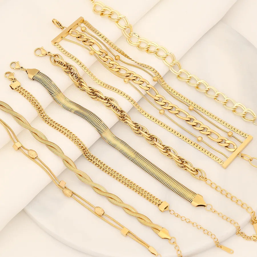 Simple Style Geometric Stainless Steel 18K Gold Plated Bracelets In Bulk
