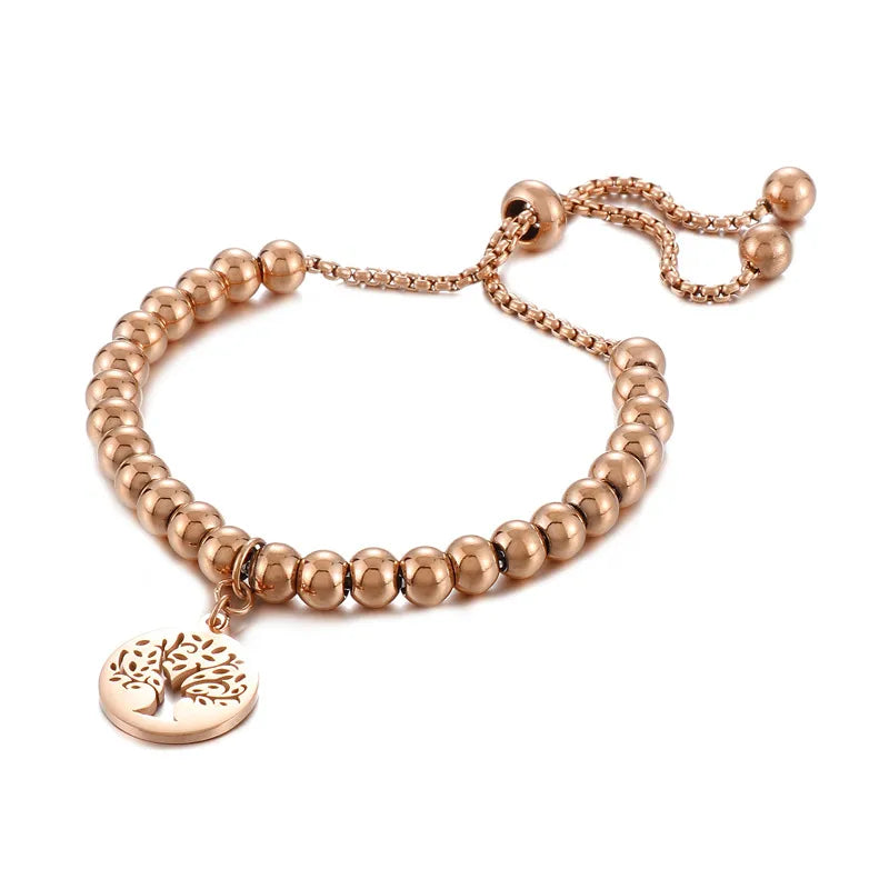 elegant sunflower tree titanium steel gold plated bracelets