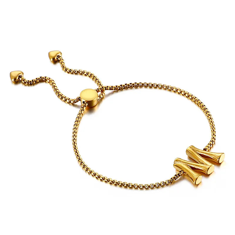 Letter Titanium Steel 18K Gold Plated Bracelets In Bulk