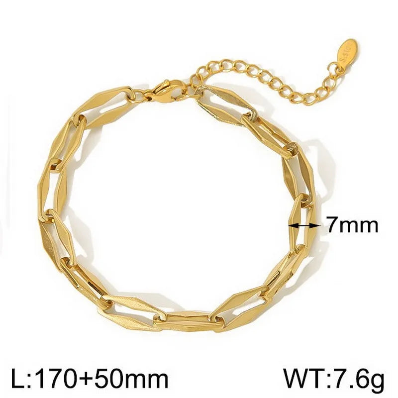 Simple Style Geometric 304 Stainless Steel 18K Gold Plated  Bracelets In Bulk