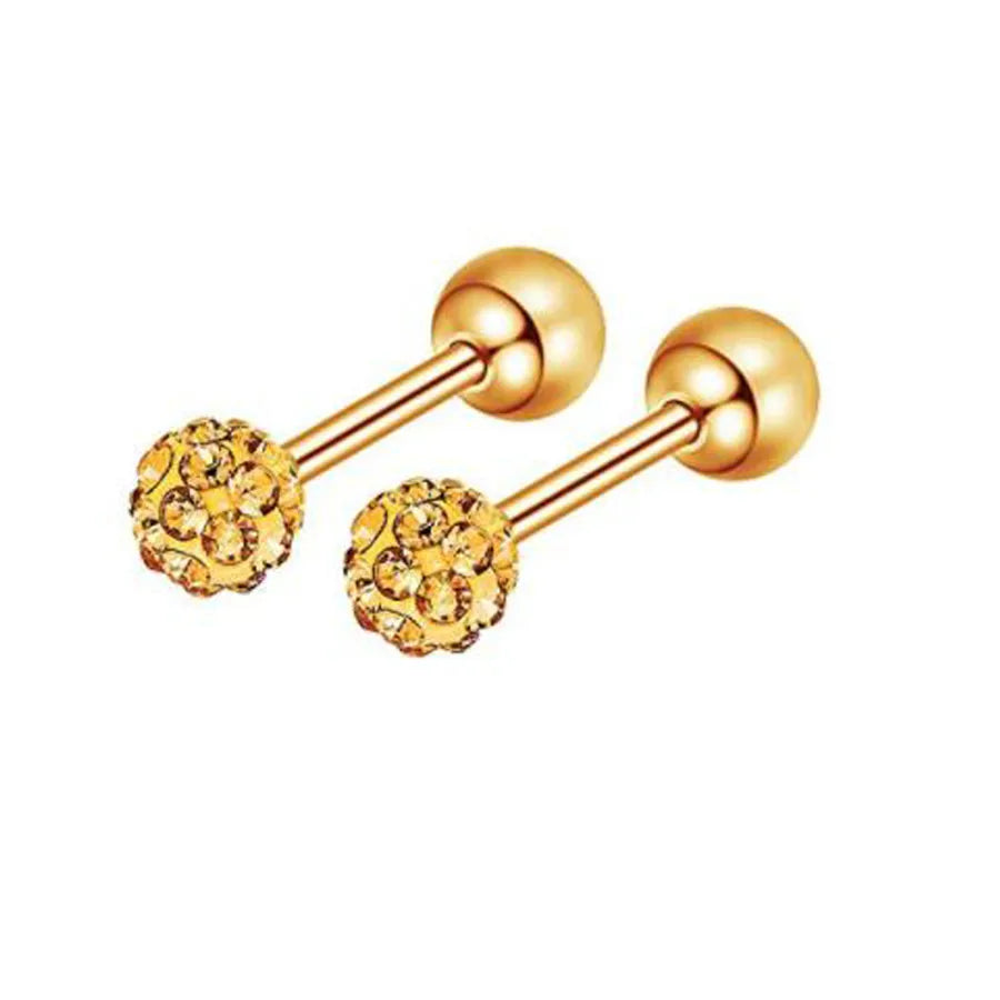 simple style geometric stainless steel inlay zircon ear studs 1 piece