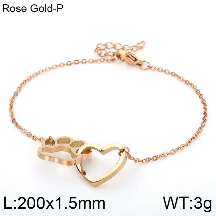 Fashion Heart Titanium Steel 18K Gold Plated Bracelets In Bulk