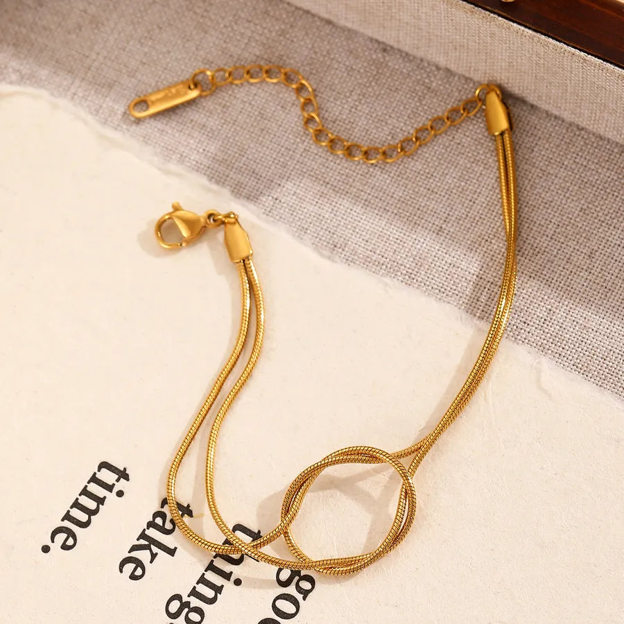 Simple Style Round Titanium Steel 18K Gold Plated Bracelets In Bulk