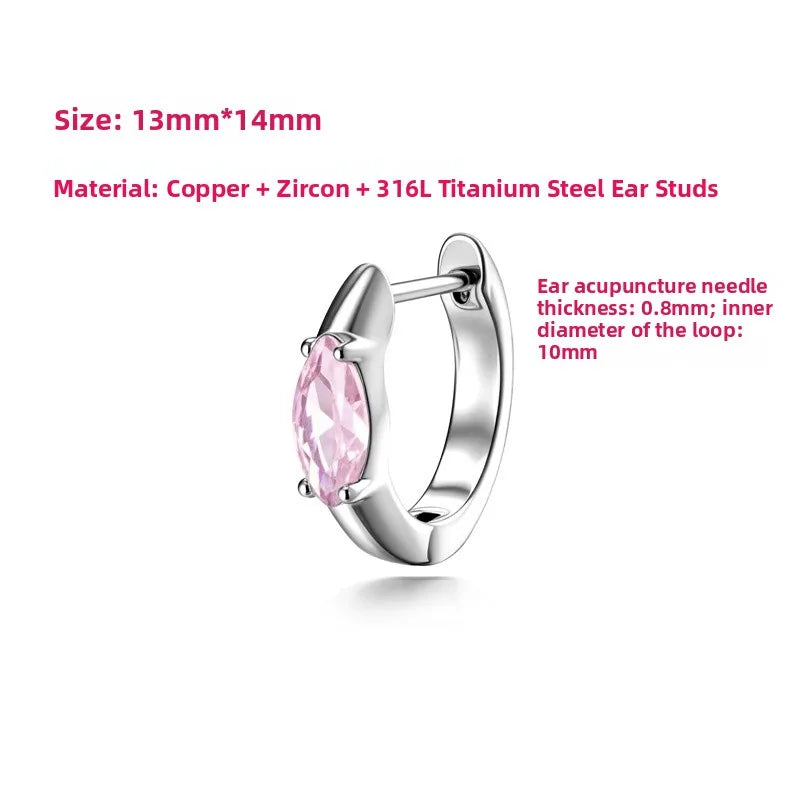 Geometric Ear Cartilage Rings & Studs in 316L Stainless Steel with Zircon Inlay, Claw Setting, Simple Style Unisex