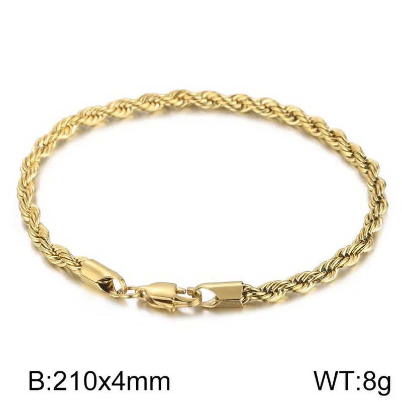 Simple Style Twist Stainless Steel 18K Gold Plated Bracelets In Bulk