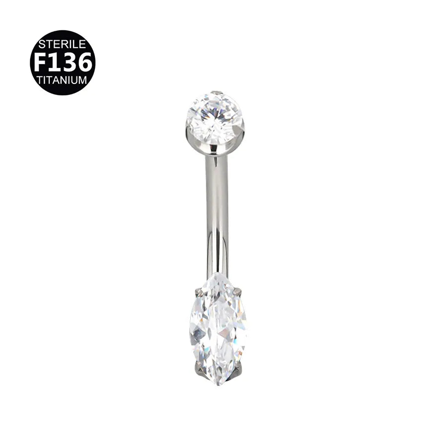 Gold Titanium Navel Piercing Belly Button Ring Screw Innel Thread Design Eye Shape Fashionable Body Jewelry For Men And Women