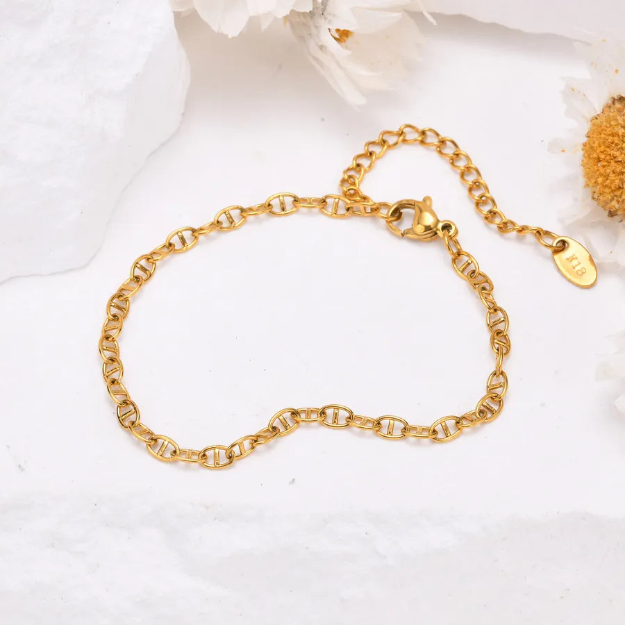 IG Style Geometric 201 Stainless Steel 18K Gold Plated Bracelets In Bulk